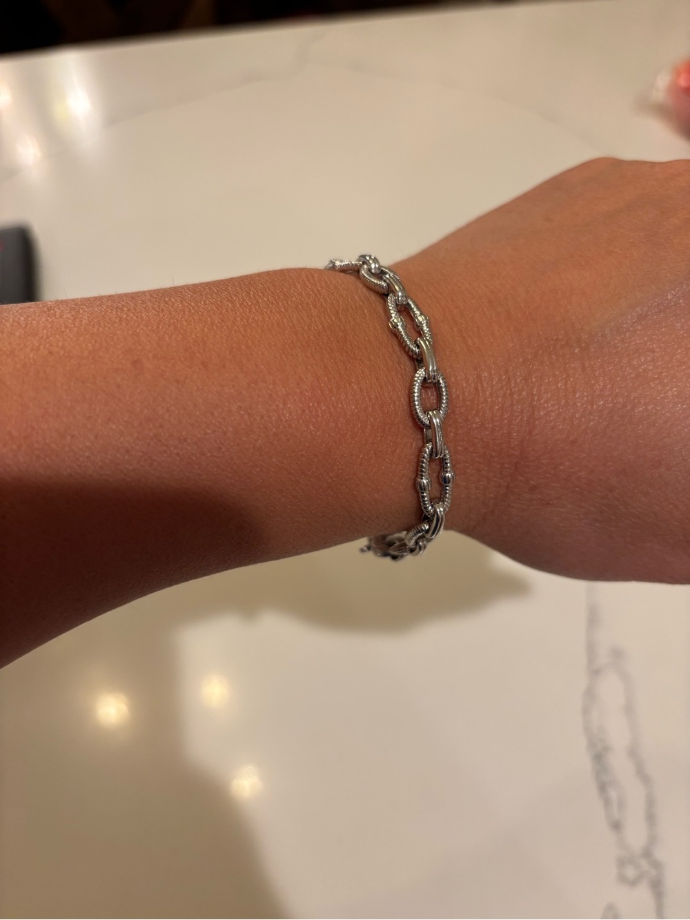 Judith Ripka Silver Textured Link Bracelet